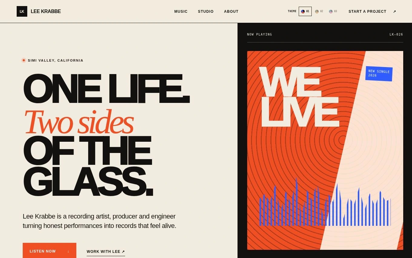 Lee Krabbe â€” music and studio platform preview